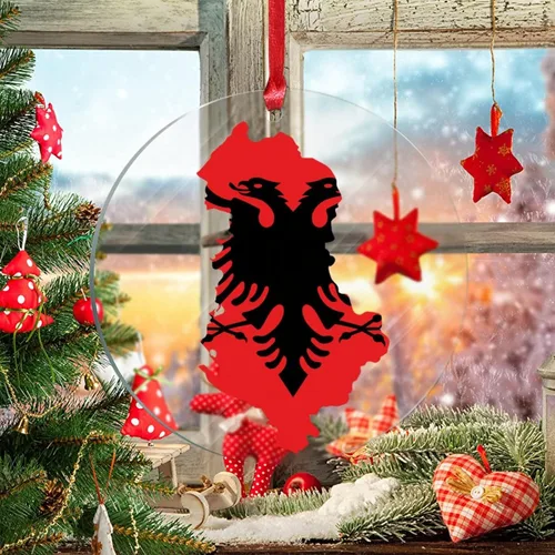 Miniatura 5 de Bandera de Albania, silueta de árbol, adorno de decoración de árbol de Navidad, bandera nacional, recuerdo de árbol de Navidad, recuerdo de Albania