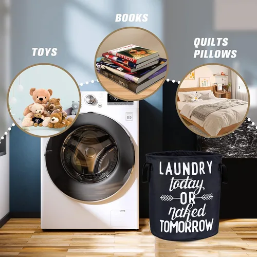 Miniatura 3 de Wash Today - Cesta plegable de tela Oxford, divertida bolsa de lavandería, cesta de almacenamiento de ropa, organizador para baño, lavandería, Lavar