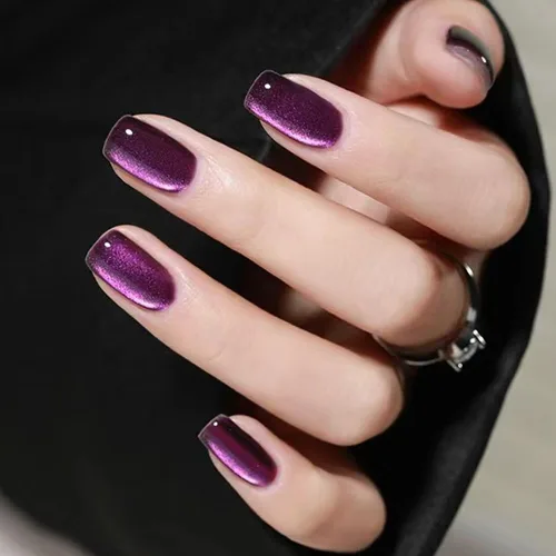 Miniatura 15 de 24 uñas acrílicas a presión, uñas postizas largas con forma de ataúd brillante, color rosa degradado, con diamantes de imitación y purpurina