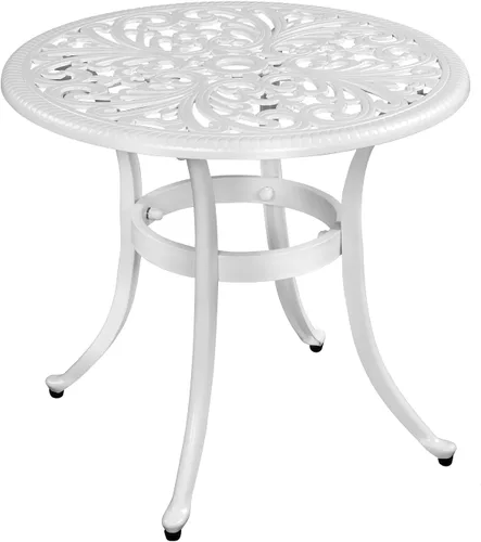 Miniatura 10 de VINGLI Mesa redonda de aluminio fundido de 23.6 pulgadas con agujero para sombrilla – Bistró y mesa auxiliar para todo tipo de clima (negro)