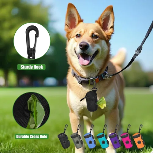 Miniatura 2 de Soporte para bolsa de excremento de perro para fijación de correa, dispensador de bolsas de basura para correa, se adapta a cualquier correa