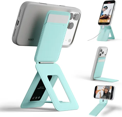 MOFT MOVAS - Billetera con trípode para teléfono, 3 en 1, soporte magnético compatible con NFC, soporte para tarjetas ajustable de cuero vegano