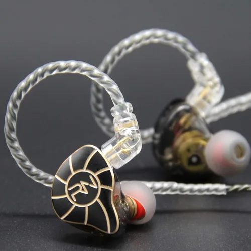Miniatura 6 de RevoNext Auriculares estéreo de alta fidelidad con cable con micrófono, unidad cuádruple profesional RH-215 para músicos, bateristas, cantantes Negro