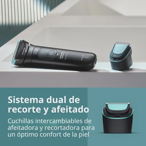 Miniatura 6 de Philips Bodygroom serie 7000, recortadora de ingle y cuerpo a prueba de ducha para hombres, aseo corporal preciso, peine ajustable, seguro incluso