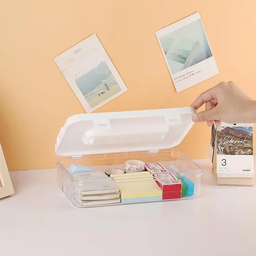 Miniatura 6 de BTSKY Contenedor de plástico transparente con tapa y asa, organizador de manualidades multiusos y caja de almacenamiento, caja de almacenamiento 1