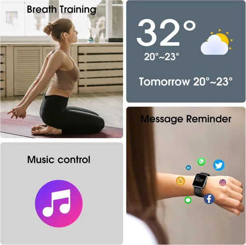Miniatura 6 de LIVIKEY Reloj inteligente, rastreador de actividad física con monitor de frecuencia cardíaca, oxígeno en sangre, seguimiento del sueño, reloj