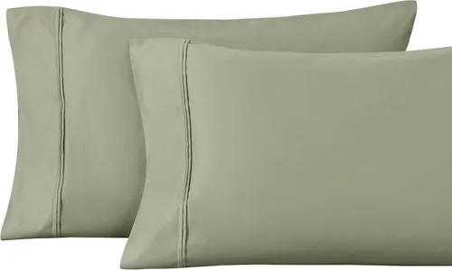 Miniatura 16 de Superior Juego de fundas de almohada estándar de 1200 hilos, 100% algodón egipcio, suave y transpirable, 2 piezas, color verde azulado