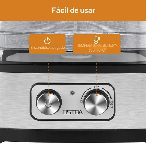 Miniatura 2 de OSTBA Deshidratador de alimentos, deshidratador para alimentos y cecina, frutas, hierbas, verduras, control de temperatura, máquina eléctrica