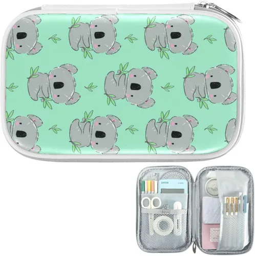 Miniatura 7 de Lindo Koala hojas verdes bolsa de lápices con cremallera organizador de lápices estacionario bolsa de maquillaje cosmético bolsa para la escuela
