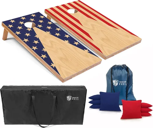 Miniatura 10 de Tailgating Pros - Juego de tableros para juego de cornhole con bolsas de maíz y estuche de transporte - Lanzamiento de agujero de maíz de 4 x 2 pies