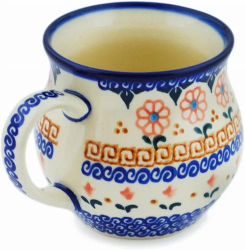 Miniatura 3 de Auténtica taza de burbujas de cerámica polaca de 13 onzas en diseño amarillo hecho a mano en Bolesławiec Polonia por Ceramika Bona + certificado