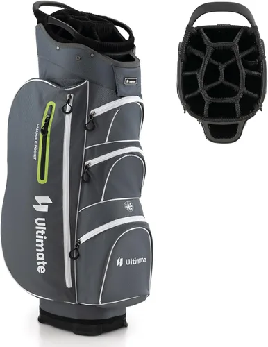 Miniatura 10 de Bolsa de carrito de golf Tangkula con divisores superiores de 15 vías, bolsa ligera para palos de golf con hueco individual para putter y 7 Gris