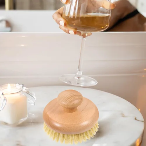 Miniatura 7 de Cepillo de ducha con mango para la espalda, exfoliante corporal de madera, cepillo de ducha de baño para cepillado húmedo o seco