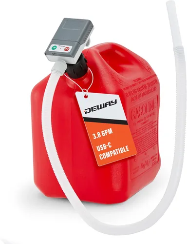 Miniatura 11 de Bomba de transferencia de combustible para bidón de gasolina DeWay con boquilla de gatillo Caudal rápido de 3.8 GPM, manguera de goma de 51