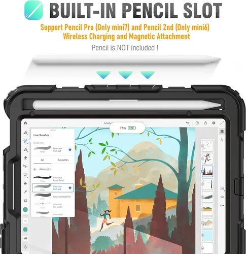Miniatura 3 de HXCASEAC Funda para iPad mini 7 (A17 Pro)/iPad mini 6 de 8.3 pulgadas, protección de cuerpo completo con correa de transporte, correa de mano