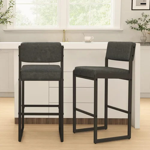 Miniatura 21 de SAECKBERG Taburetes de bar modernos de altura de mostrador, sillas de barra de 26 pulgadas de altura con respaldo, taburetes tapizados, taburetes