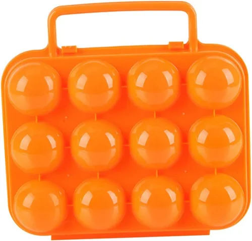 Miniatura 9 de Porta huevos portátil, azul, plástico, caja de almacenamiento de huevos de 6 rejillas con asa, diseño plegable, 150