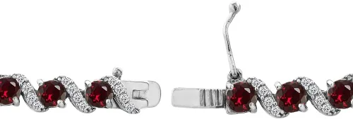 Miniatura 7 de B. BRILLIANT Pulsera de tenis de plata de ley genuina, creada o simulada con piedras preciosas redondas S para mujer