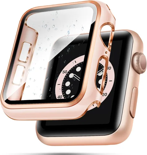 Miniatura 16 de top4cus Carcasa de 38mm compatible con Apple Watch, con protector de pantalla de vidrio templado incorporado, cubierta de PC para iWatch Series
