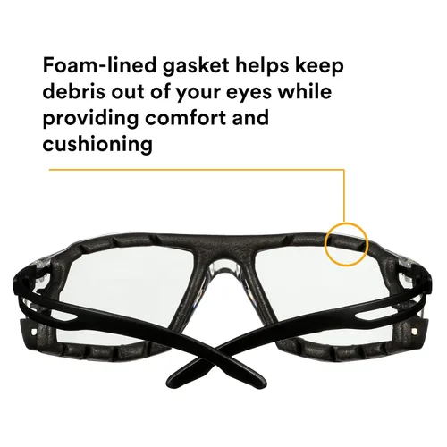 Miniatura 5 de 3M Gafas de seguridad, SecureFit Serie 500, paquete de 20, ANSI Z87, patillas de trinquete ajustables, gafas protectoras deportivas, lentes