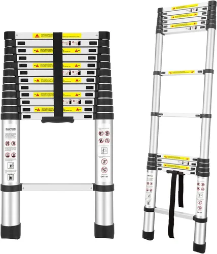 Miniatura 7 de Escaleras telescópicas, (8.5 pies/8.5 ft), escalera de extensión de aluminio con estándares EN131, extensión para RV, áticos, familias, trabajo al