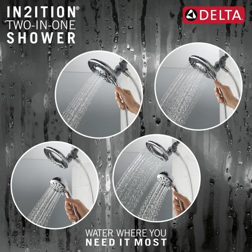 Miniatura 5 de Delta 4-Setting In2ition 2-in-1 Dual Shower Head with HandHeld Spray, Chrome Detachable Shower Head with Hose, Showerhead, 1.75 GPM Flow Rate