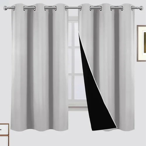 Miniatura 31 de LEMOMO Cortinas 100% opacas de 52 x 95 pulgadas, 2 paneles de oscurecimiento con aislamiento térmico para dormitorio Negro