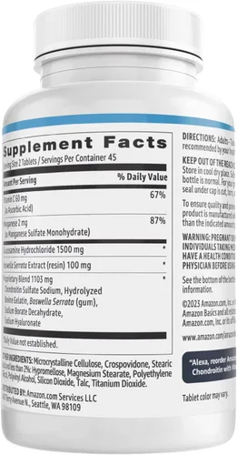 Miniatura 2 de Amazon Basics - Glucosamina Condroitina, 1500 mg, con Vitamina C 60 mg, 90 Comprimidos (2 por porción), Sin Gluten