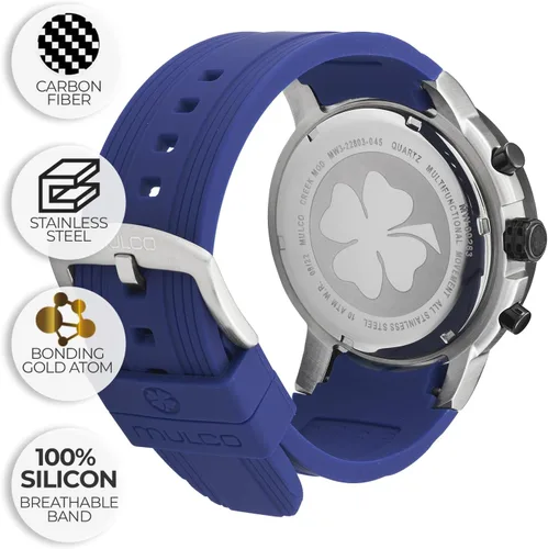 Miniatura 45 de MULCO Relojes para hombre - Creek, caja de acero inoxidable con correa de silicona para la muñeca, movimiento multifuncional de cuarzo, pantalla