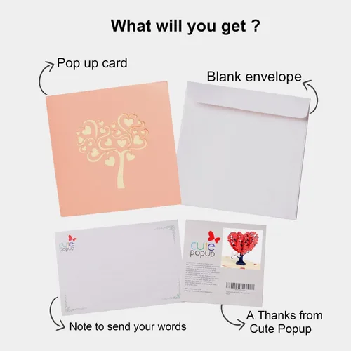 Miniatura 3 de CUTE POPUP - Tarjeta de San Valentín, tarjeta de aniversario desplegable con diseño romántico de árbol de arce rojo