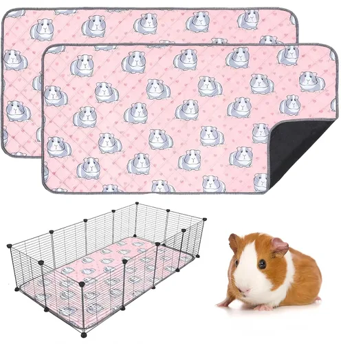 Miniatura 11 de Paquete de 4 forros para jaula de conejillo de indias - Almohadillas lavables para orina de conejillo de indias, impermeables, reutilizables