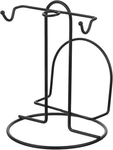 CALLARON Soporte de metal para tazas y platos, organizador de mesa y platillos de hierro para oficina en casa y tienda, estante de escritorio para