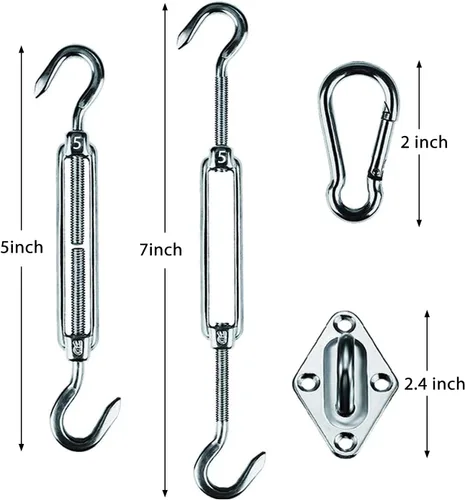 Miniatura 2 de Amagenix Kit de accesorios de vela para instalación de toldo triangular, 5 pulgadas, acero inoxidable de grado 304 para patio, jardín, al aire