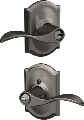 Miniatura 137 de SCHLAGE - Manija de puerta Accent con cerradura de paso libre para pasillo y armario en bronce antiguo - F10 ACC 716 Bronce Envejecido