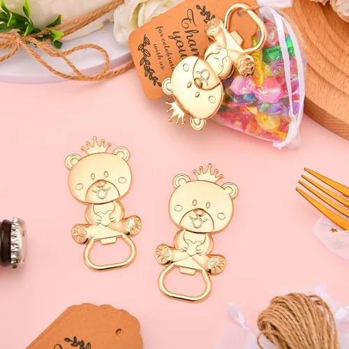 Miniatura 6 de 24 regalos de baby shower para invitados, abrebiberones, regalos de devolución de fiestas o recuerdos con etiquetas de regalo y bolsas blancas