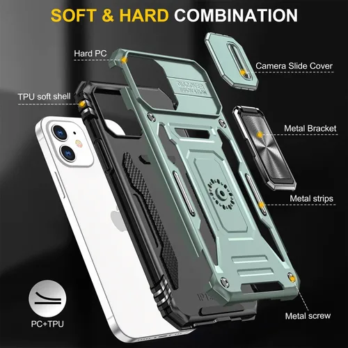 Miniatura 24 de Funda para iPhone 13 Pro con funda para cámara, con soporte de anillo para soporte, con función de montaje magnético para automóvil, para iPhone 13