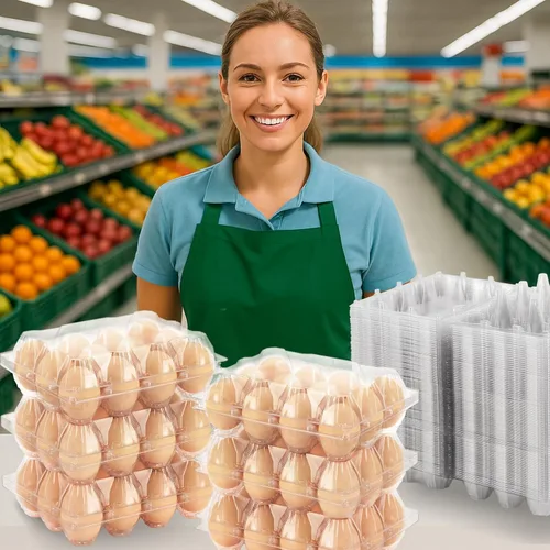 Miniatura 7 de SINLUCESCE 100 Paquetes de Cajas de Huevos Baratos a Granel, Plásticas para 12 Huevos, Cajas de Huevos Transparentes de 3 * 4 Cuadrículas, Perfectas