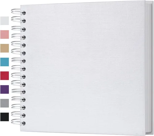Miniatura 30 de potricher Álbum de scrapbook DIY de 10 x 10 pulgadas, 80 páginas de papel kraft grueso negro en blanco, libro de recuerdos para bodas y aniversarios
