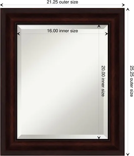 Miniatura 4 de Amanti Art Espejo de baño marrón para sobre el fregadero, espejo rectangular marrón café de 25 x 21 pulgadas, marco informal pequeño, se cuelga