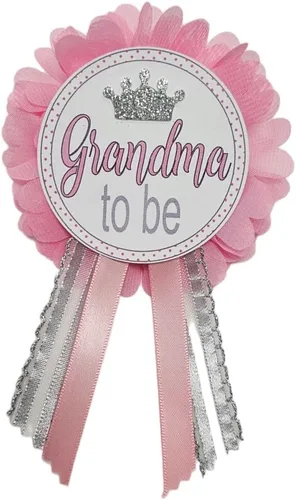 Grandma to Be Pin Princess Pink Baby Shower It's a Girl for Nona to wear, Pink & Silver, Baby Sprinkle, Plata