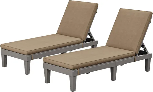 Miniatura 12 de YITAHOME - Tumbonas para exteriores con cojín y respaldo ajustable, tumbonas resistentes para patio junto a la piscina, fácil montaje, impermeables