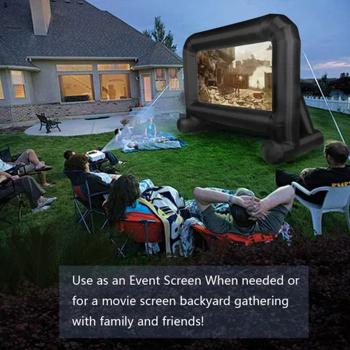 Miniatura 7 de OUTTOY Pantalla de Película Inflable de 14 Pies Mega Pantalla de Proyección de Película para Exteriores, Antiarrugas