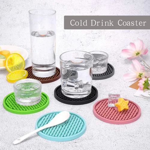 Miniatura 4 de ME.FAN Posavasos de silicona [paquete de 6] posavasos gruesos con soporte, tapete para tazas, antideslizante, antiadherente, se mantiene en su