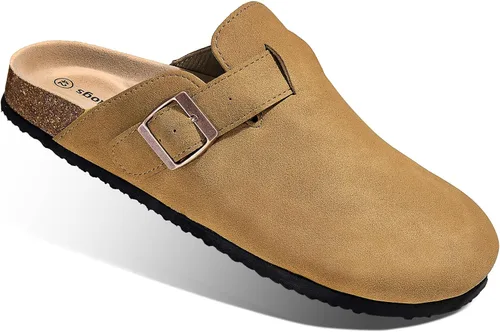 Miniatura 17 de BULLIANT Zuecos pantuflas sandalias de enfermería zapatos de trabajo para hombres y mujeres, parte superior con forro polar + plantilla de corcho