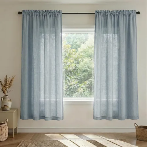 Miniatura 29 de Mrs.Naturall - Cortinas transparentes con bolsillo para barra de 36x63 pulgadas de lino mezclado negro