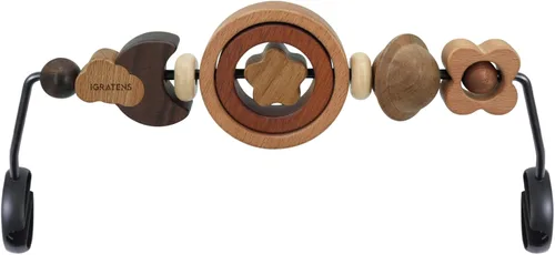 iGRATENS Baby Bjorn - Barra de juguete para gorila de bebé, suave y feliz, fácil de colocar y quitar, juguetes de madera natural giratoria de 360°,