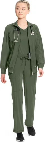 Miniatura 30 de Infinity by Cherokee 2391A - Chaquetas médicas con cremallera frontal para mujer, tela elástica en 4 direcciones