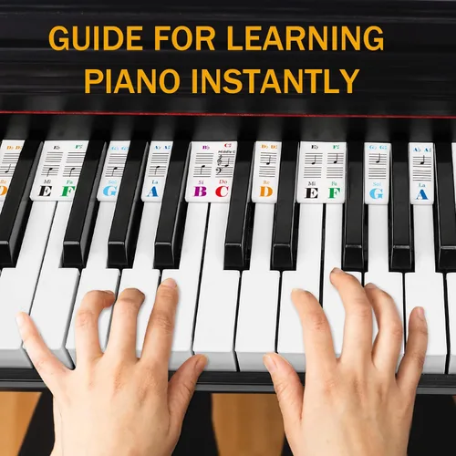 Miniatura 2 de Etiquetas Removibles para Notas de Teclado de Piano, Calcomanías de Teclado de Piano para Principiantes, Guía de Notas de Piano de Silicona