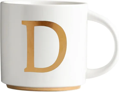 Miniatura 28 de COLLECTIVE HOME - Tazas de cerámica con monograma, tazas de café con inicial dorada de 15 onzas, elegantes tazas de té del alfabeto, elegante taza p