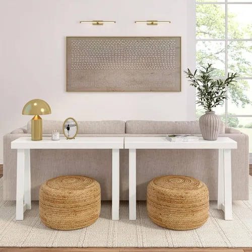 Miniatura 9 de Plank+Beam Mesa consola de madera maciza, 36 pulgadas, mesa de sofá, mesa de entrada estrecha para pasillo, detrás del sofá, sala de estar, Negro
